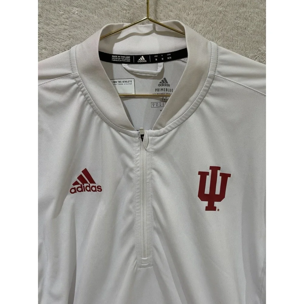 Indiana Hoosiers Mens Medium White 1/4 Zip Long Sleeve Adidas NCAA Football